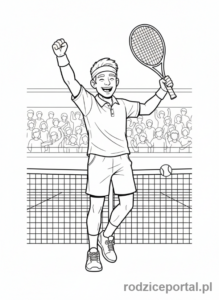 Kolorowanka Tenis - Gracz celebruje