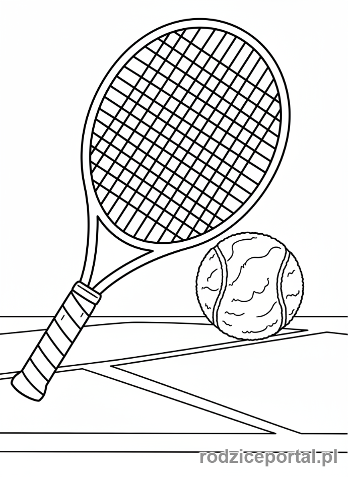 Kolorowanka Tenis - Rakietka i piłka