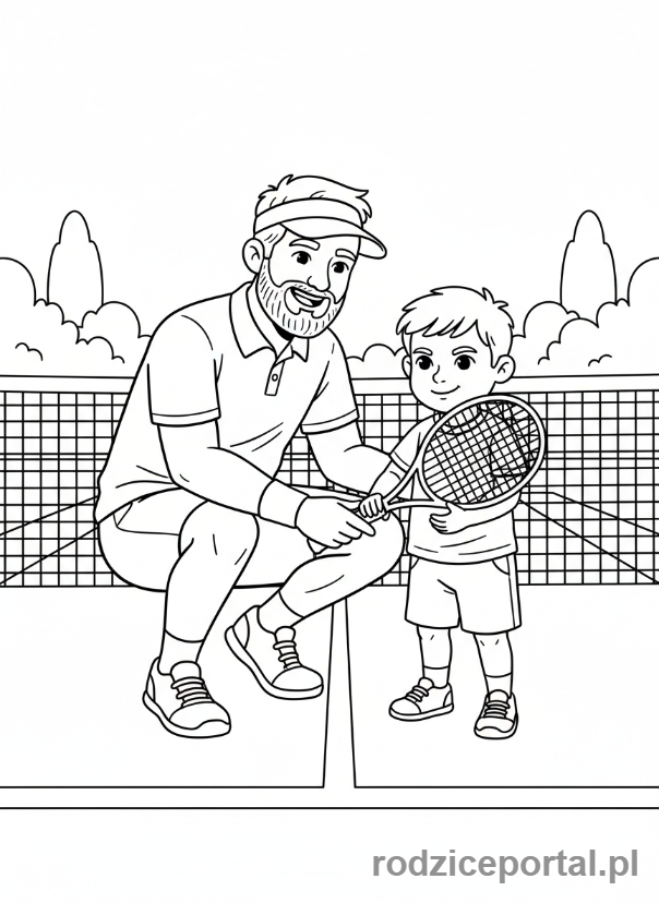 Kolorowanka Tenis - Trener i dziecko