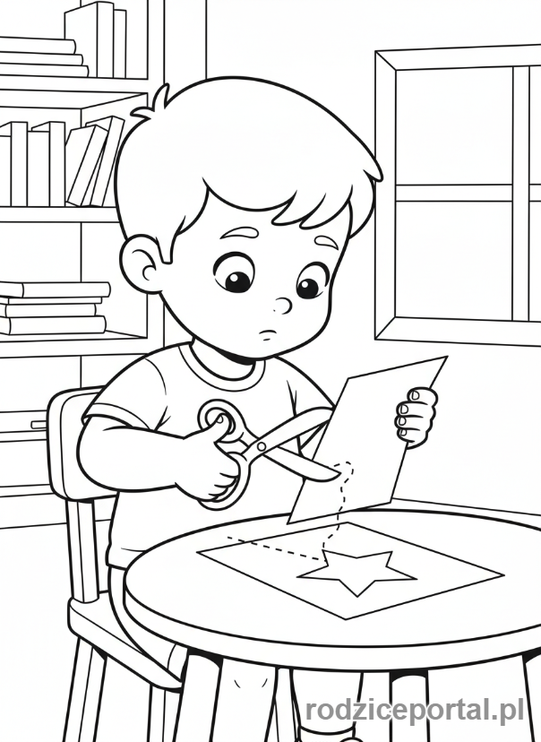 Kolorowanka Terapia Ręki - Dziecko wycinające papier