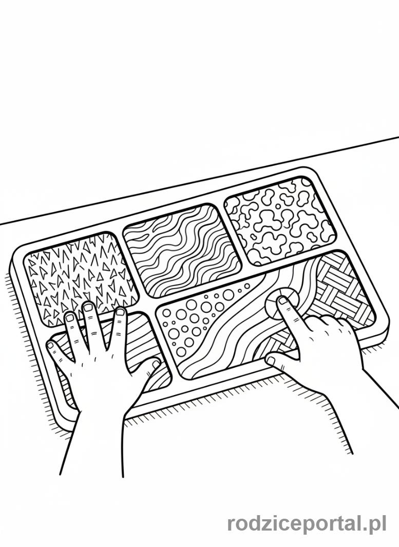 Kolorowanka Terapia Ręki - Ręce dotykające tekstur