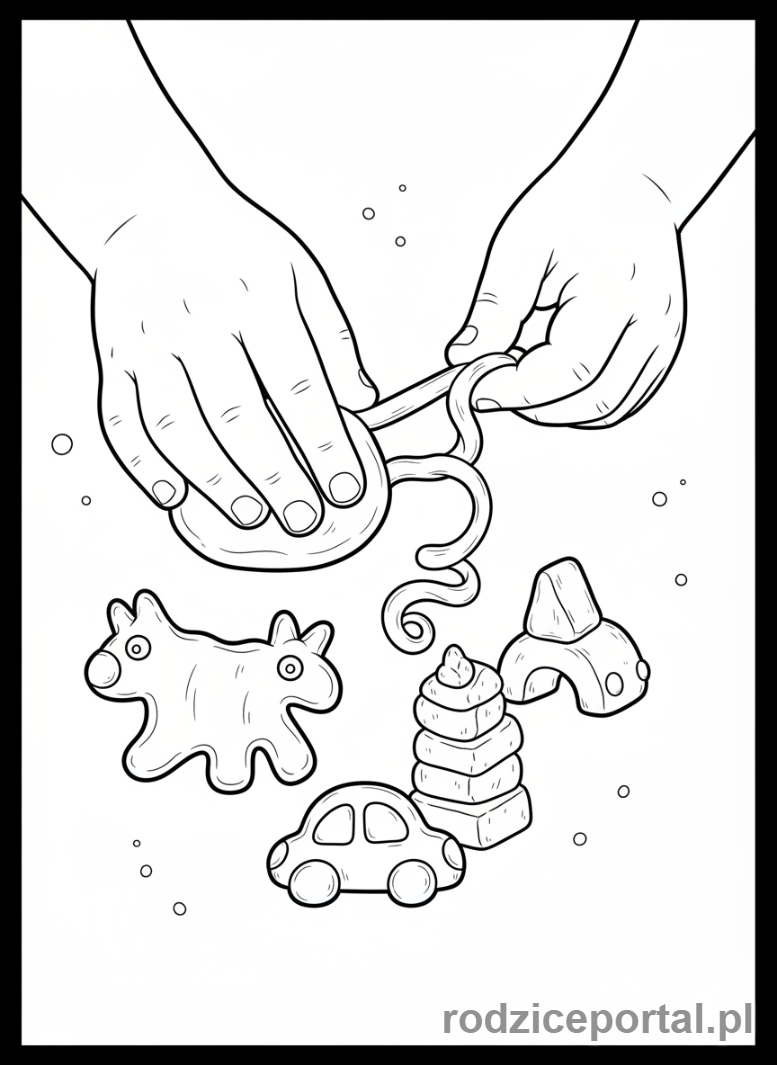 Kolorowanka Terapia Ręki - Ręce ugniatające plastelinę