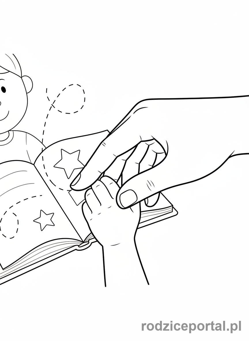 Kolorowanka Terapia Ręki - Terapeuta z dzieckiem dłoń