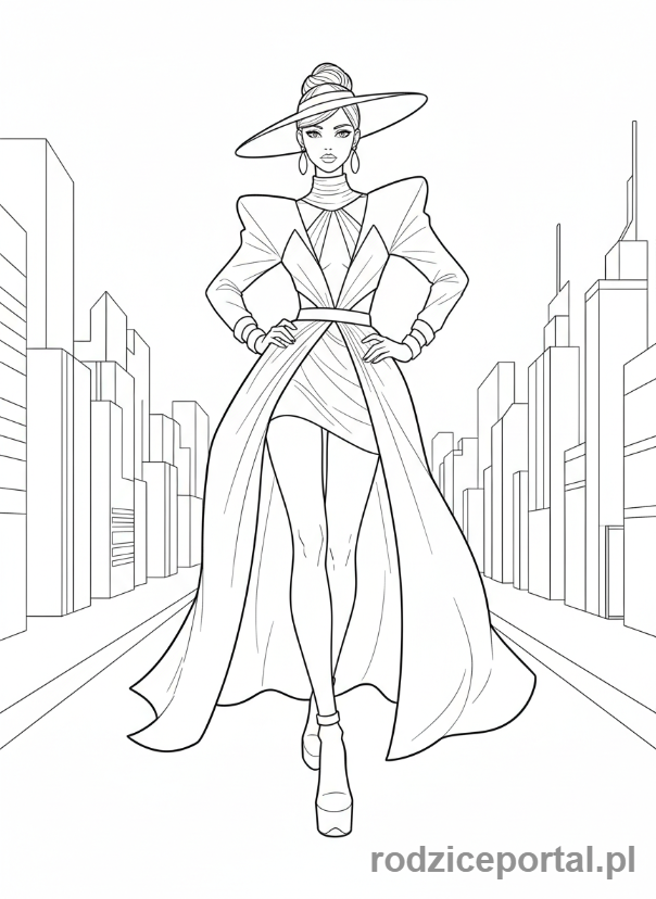 Kolorowanka Top Model - Modelka na wybiegu