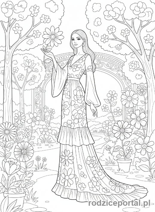 Kolorowanka Top Model - Modelka w parku