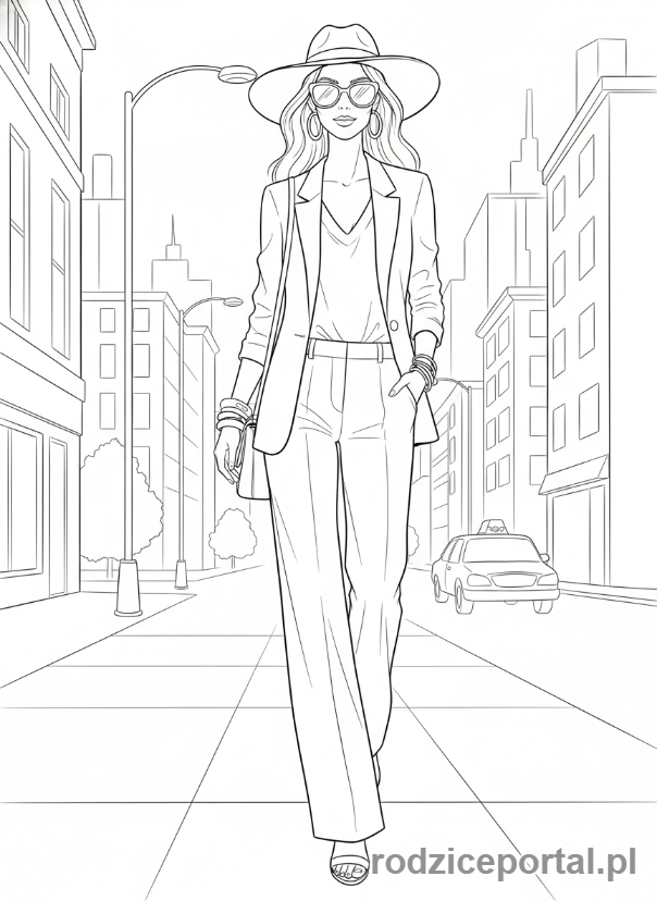 Kolorowanka Top Model - Modelka w stroju casual