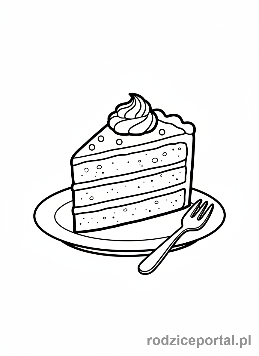 Kolorowanka Tort - Kawałek tortu na talerzu