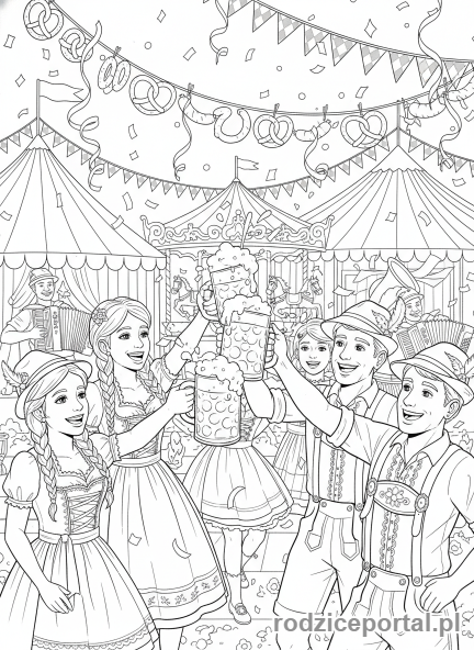 Kolorowanka Tradycje Świata - Bawarski Oktoberfest