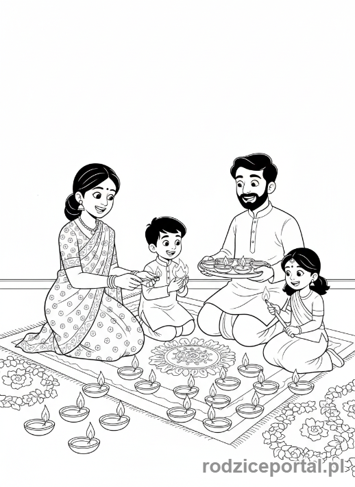 Kolorowanka Tradycje Świata - Indyjski festiwal Diwali