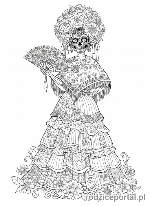 Kolorowanka Tradycje Świata - Meksykański Dzień Zmarłych