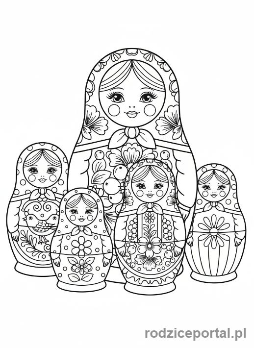 Kolorowanka Tradycje Świata - Rosyjskie matrioszki
