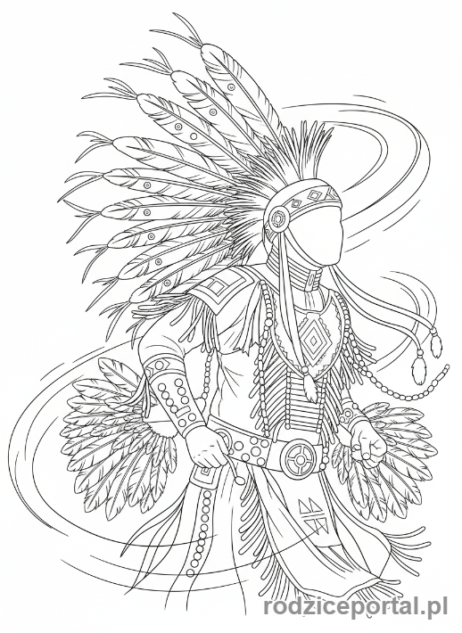 Kolorowanka Tradycje Świata - Tancerz Pow-Wow
