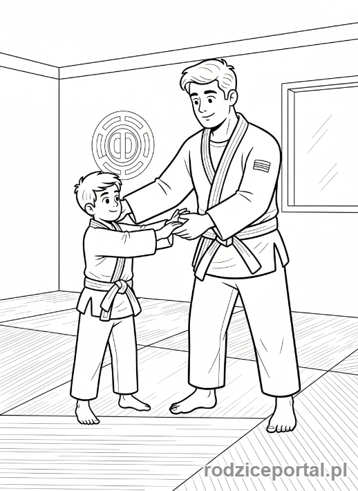 Kolorowanka Trener - Trener judo z uczniem