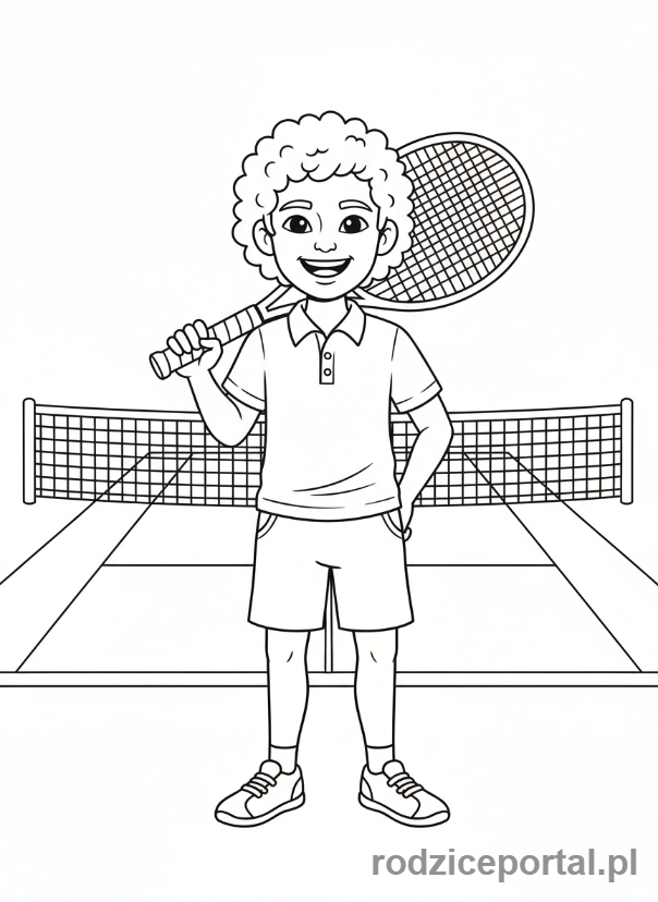 Kolorowanka Trener - Trener tenisa z rakietą
