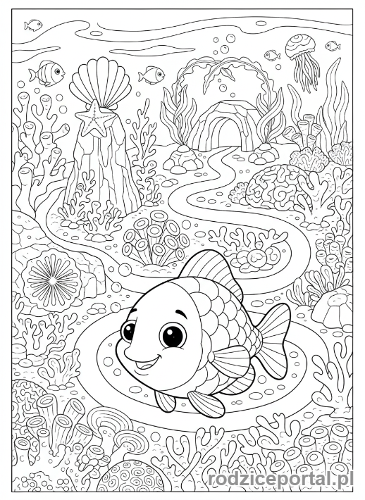 Kolorowanka Trening Pamięci - Ryba zapamiętująca drogę
