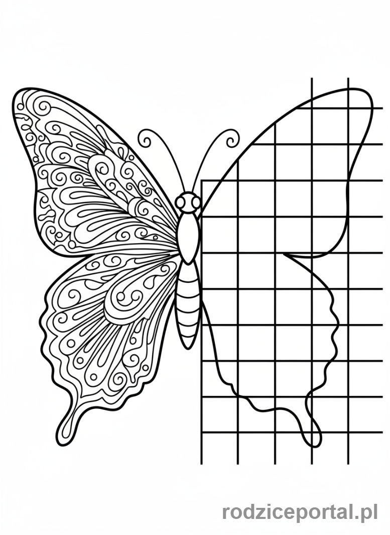 Kolorowanka Trening Uwagi - Dokończ rysunek motyla