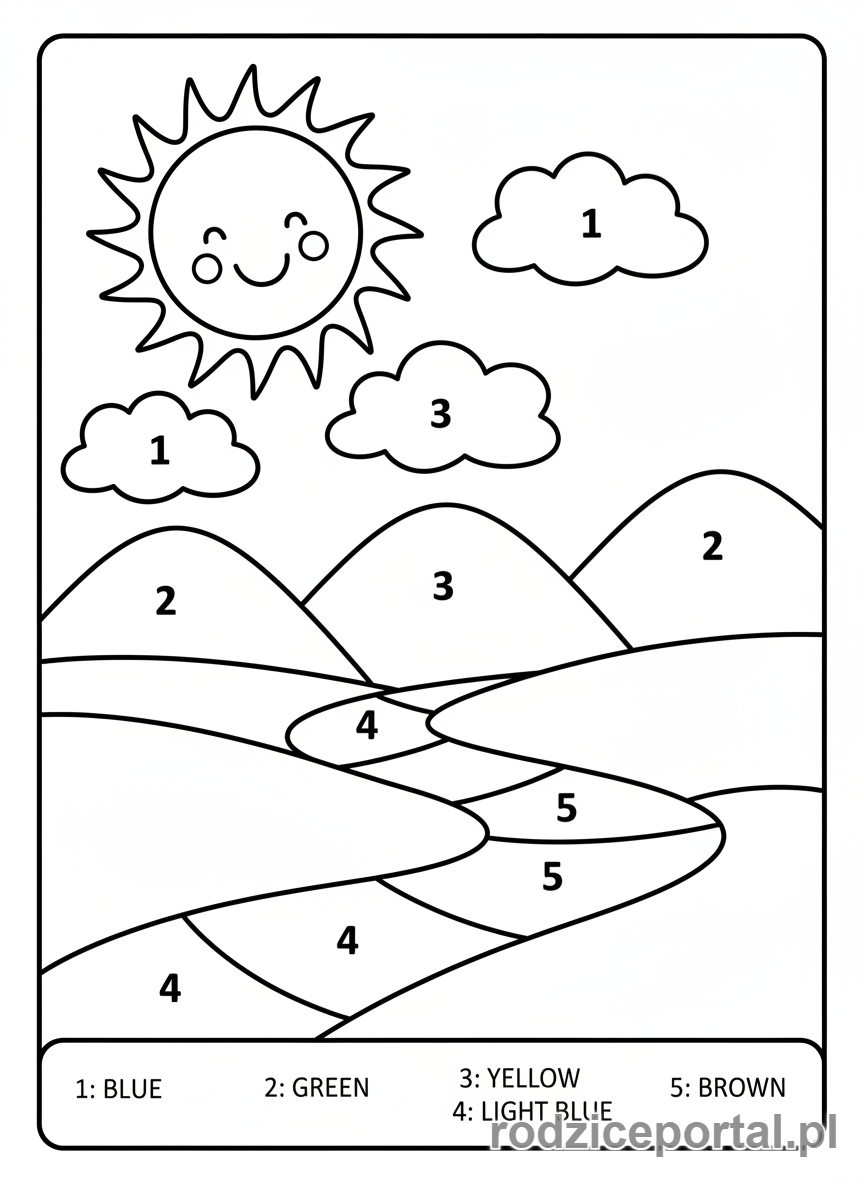 Kolorowanka Trening Uwagi - Kolorowanka po numerach krajobraz