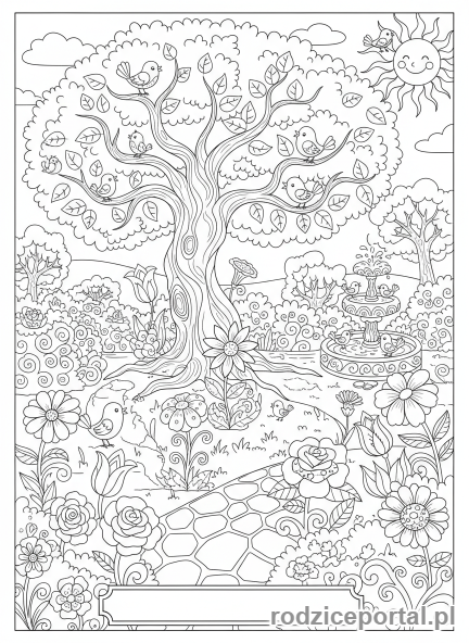 Kolorowanka Trening Uwagi - Policz ptaki w ogrodzie