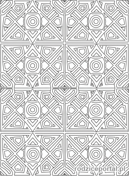 Kolorowanka Trening Uwagi - Powtarzające się wzory geometryczne