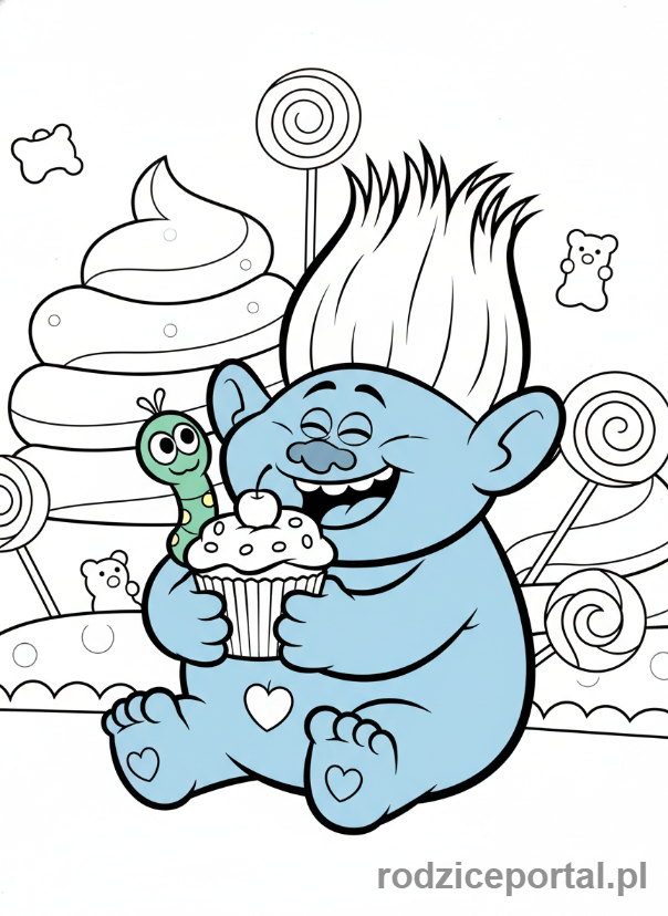 Kolorowanka Trolle - Biggie-je-babeczke