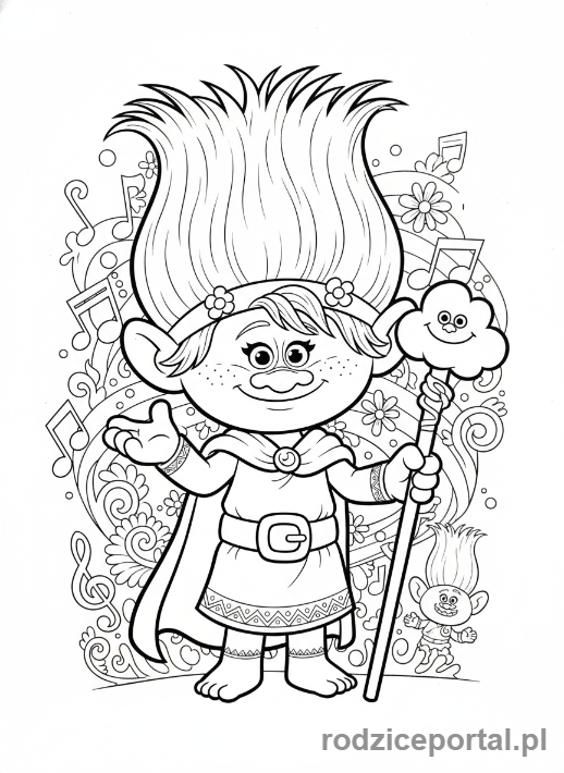 Kolorowanka Trolle - Krol-Peppy-radzi