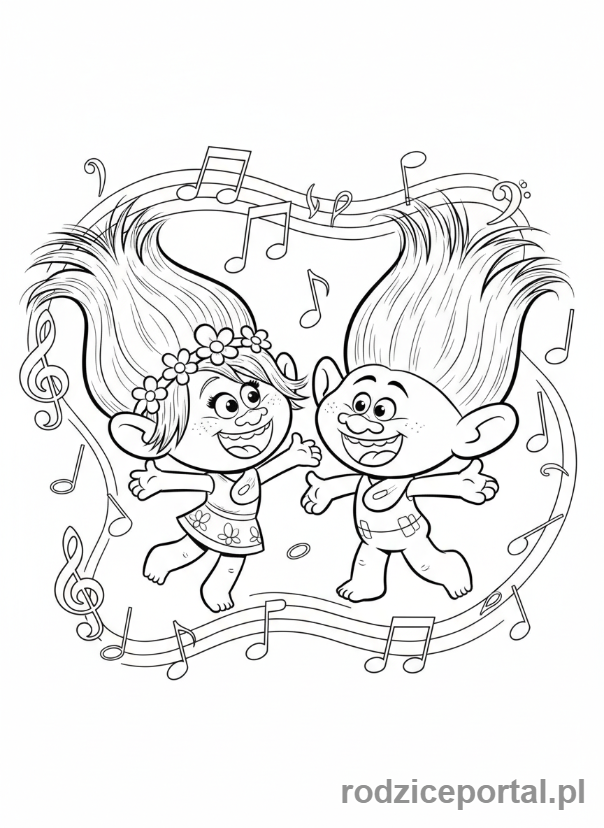 Kolorowanka Trolle - Poppy-Branch-duet