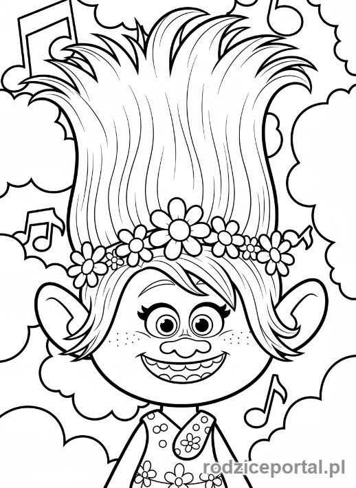 Kolorowanka Trolle - Poppy-portret