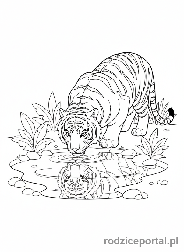 Kolorowanka Tygrys - Tygrys pije