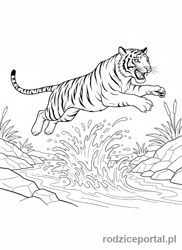 Kolorowanka Tygrys - Tygrys skacze