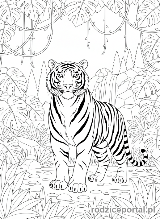 Kolorowanka Tygrys - Tygrys w lesie