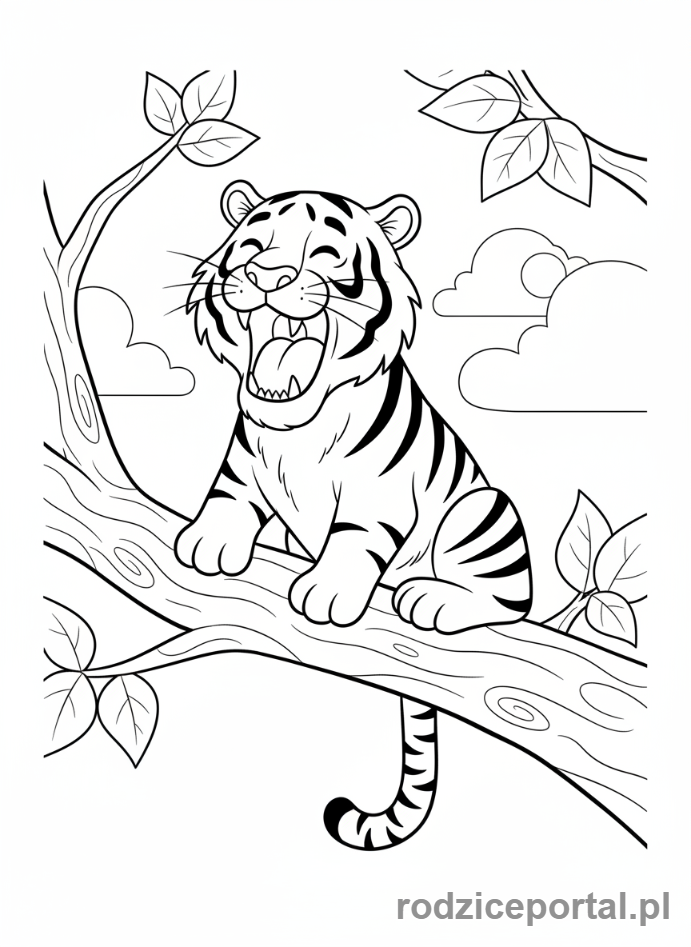 Kolorowanka Tygrys - Tygrys ziewa