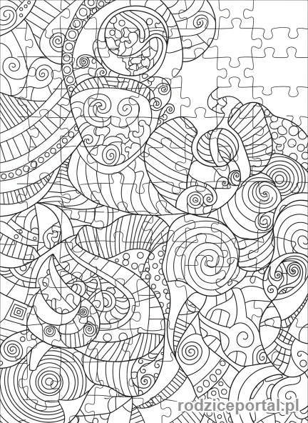 Kolorowanka Układanki - Abstrakcyjne puzzle, prawie gotowe