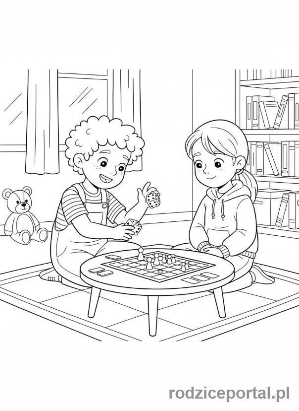 Kolorowanka Umiejętności Społecznych - Czekanie na swoja kolej