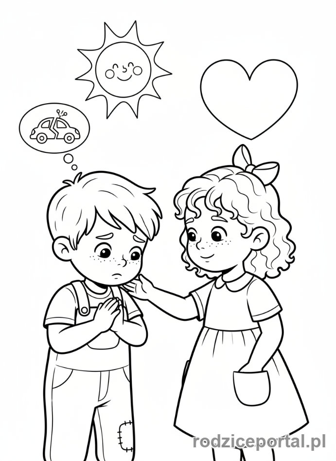 Kolorowanka Umiejętności Społecznych - Przepraszanie za blad