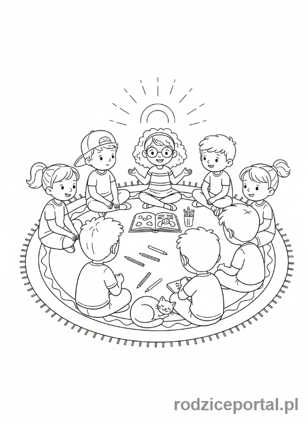 Kolorowanka Umiejętności Społecznych - Sluchanie opowiesci