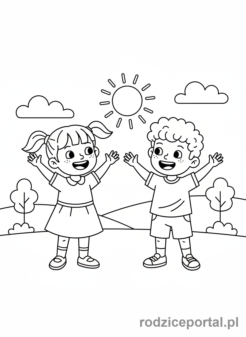 Kolorowanka Umiejętności Społecznych - Witanie sie z przyjaciolmi