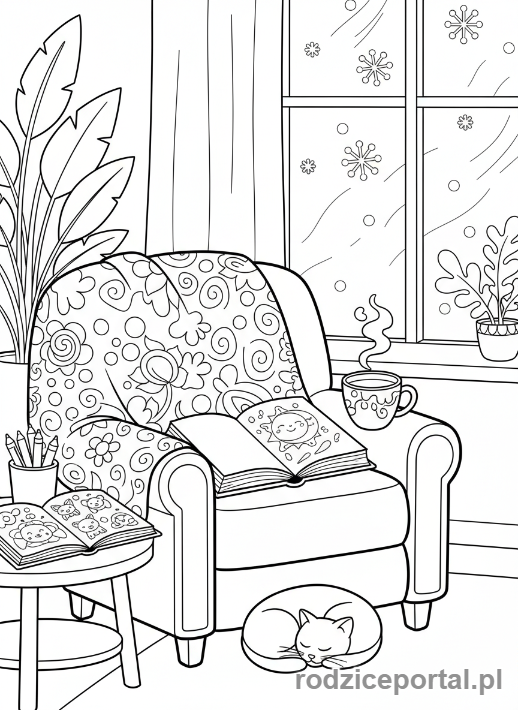 Kolorowanka Uspokajające - Herbaciany wieczór