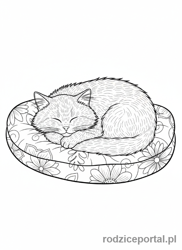 Kolorowanka Uspokajające - Śpiący kot