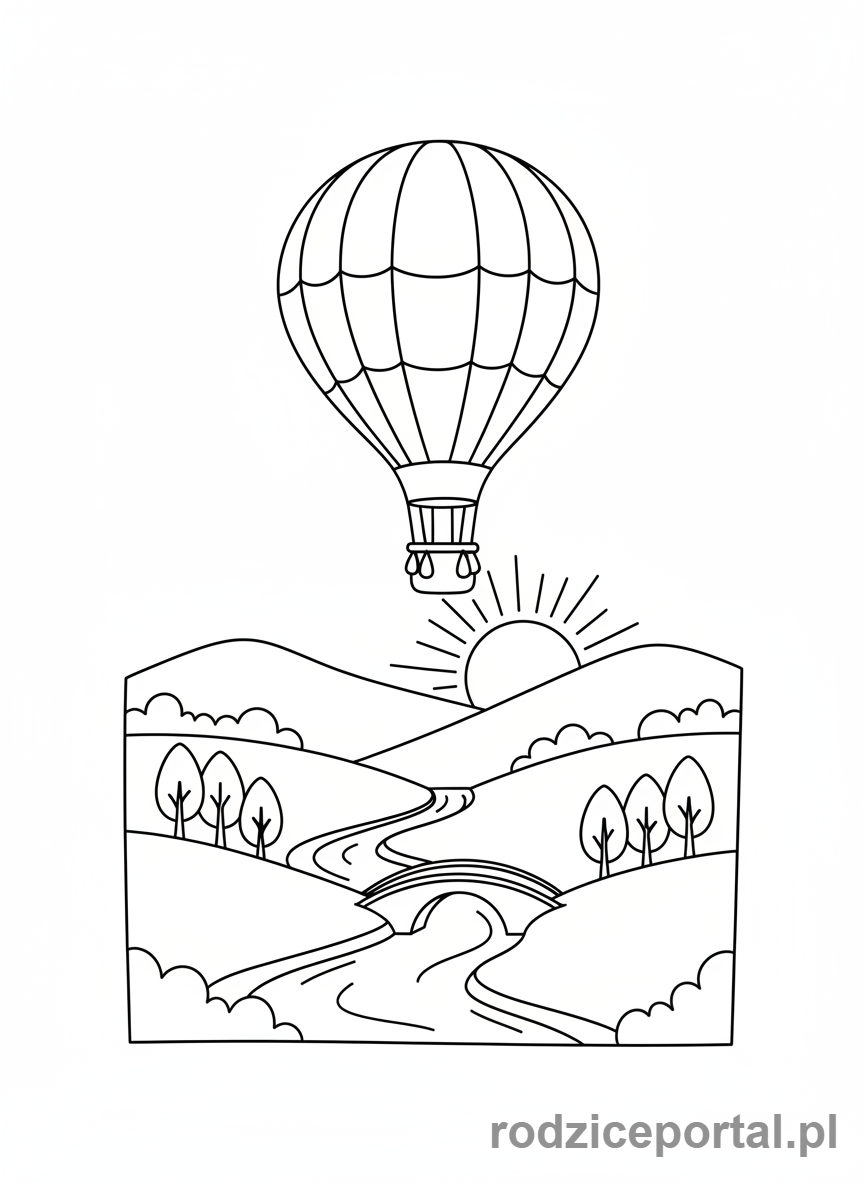 Kolorowanka Uspokojenie - Balon na ogrzane powietrze