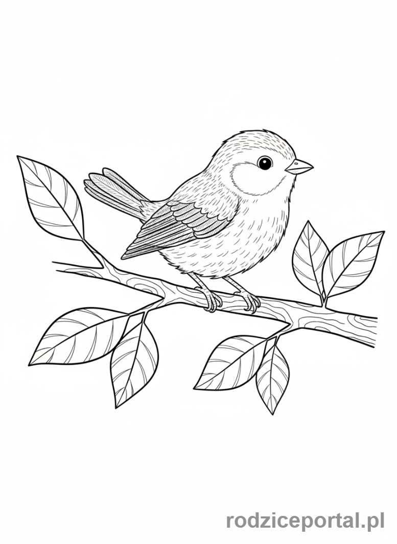 Kolorowanka Uspokojenie - Ptak na gałęzi