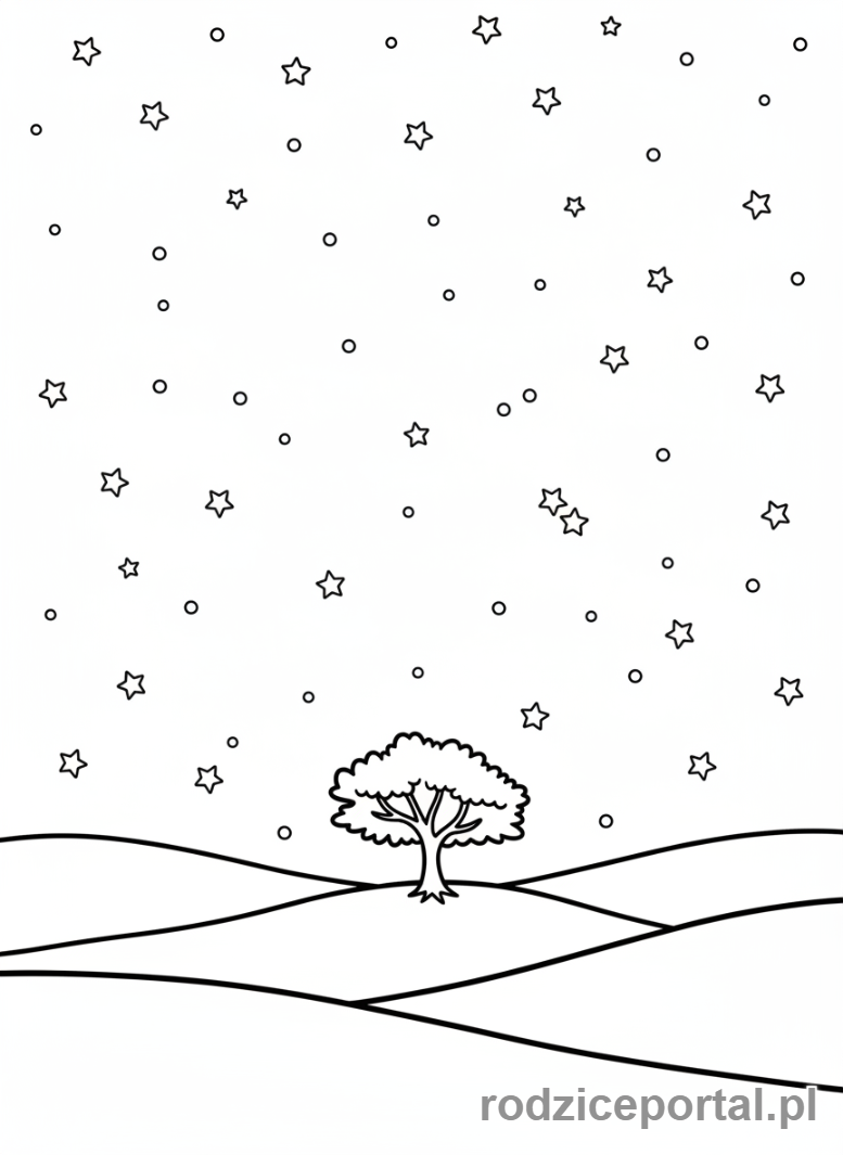 Kolorowanka Uspokojenie - Rozgwieżdżone nocne niebo