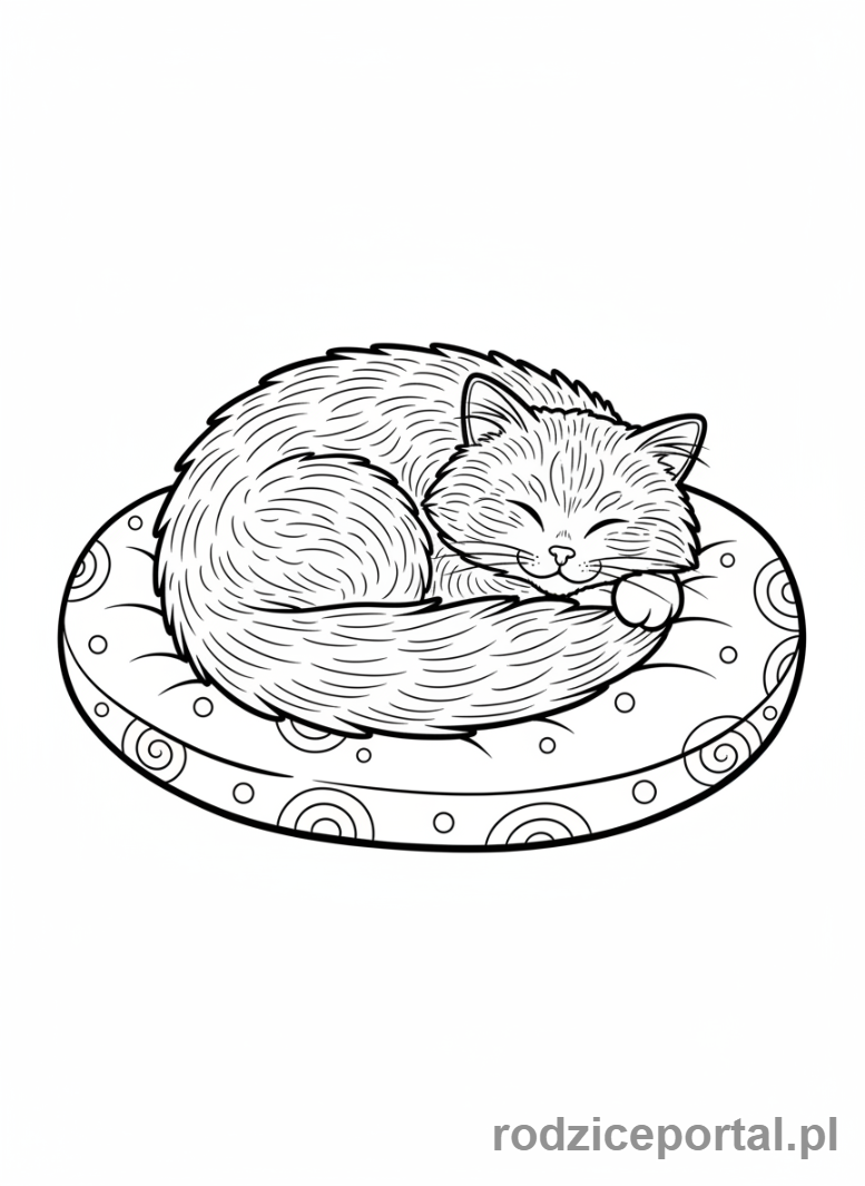 Kolorowanka Uspokojenie - Śpiący kot