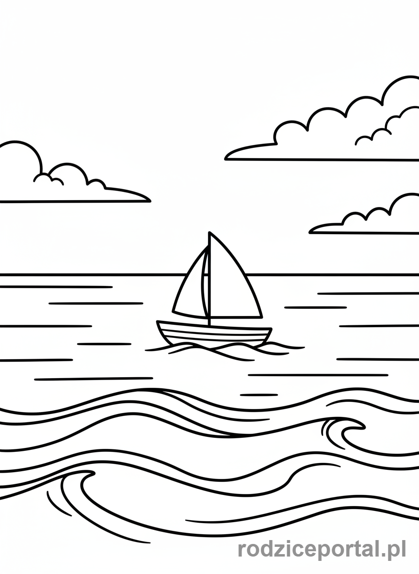 Kolorowanka Uspokojenie - Spokojne morze z żaglówką