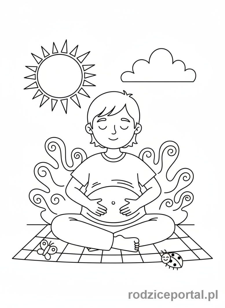 Kolorowanka Uważność - Dziecko oddycha uważnie