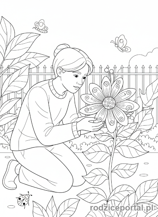 Kolorowanka Uważność - Uważna obserwacja kwiatu