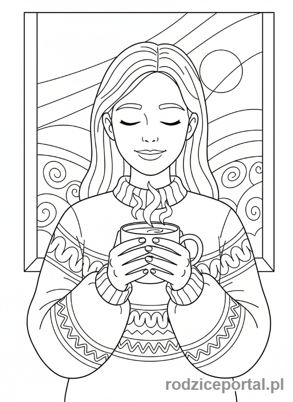 Kolorowanka Uważność - Uważne picie herbaty