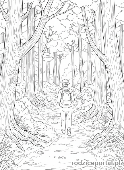 Kolorowanka Uważność - Uważny spacer w lesie
