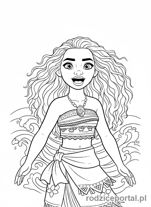 Kolorowanka Vaiana - Vaiana spiewajaca ocean