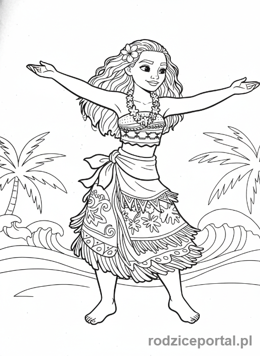 Kolorowanka Vaiana - Vaiana tanczaca