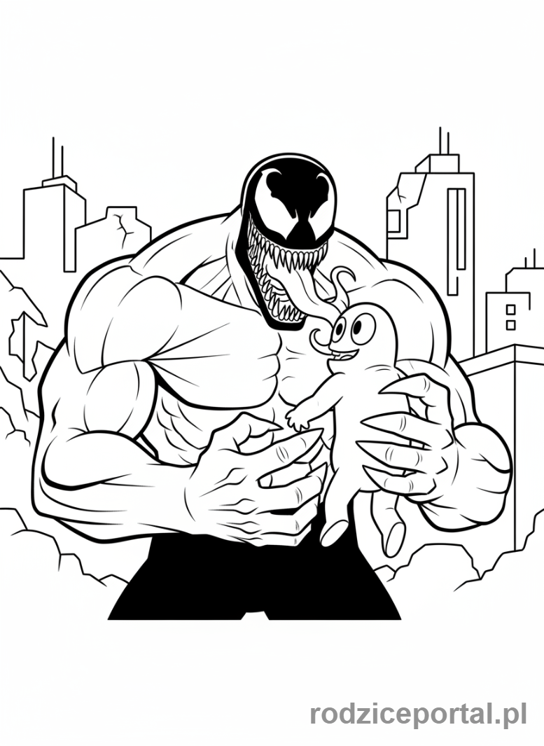 Kolorowanka Venom - Venom jedzący (uproszczone)